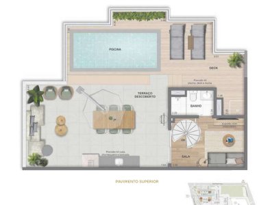 Cobertura duplex 4 quartos · 175,11 m² · Ed. Dubai e Maldivas · pavimento superior